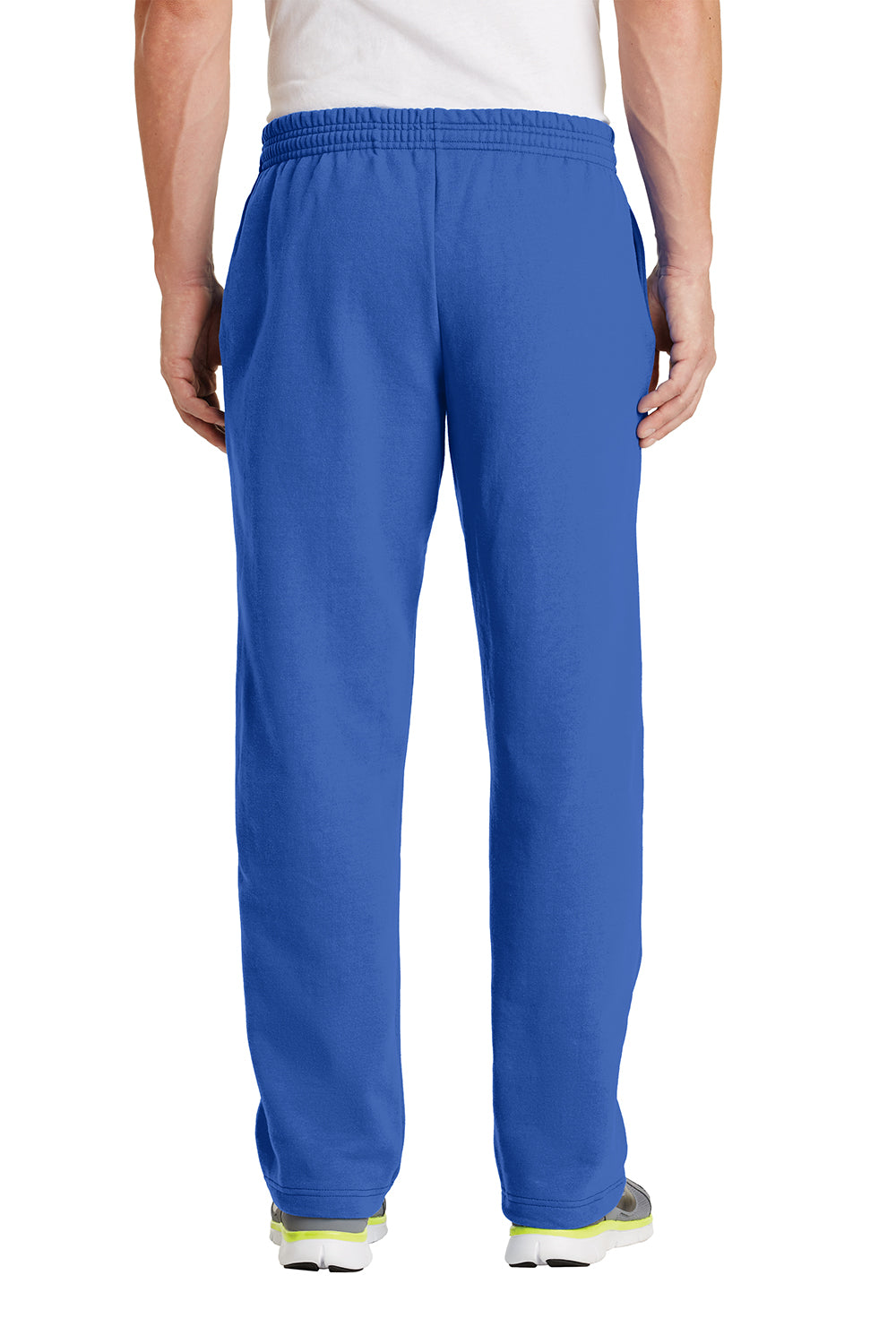 Port & Company PC78P Mens Core Pill Resistant Fleece Open Bottom Sweatpants w/ Pockets Royal Blue Model Back