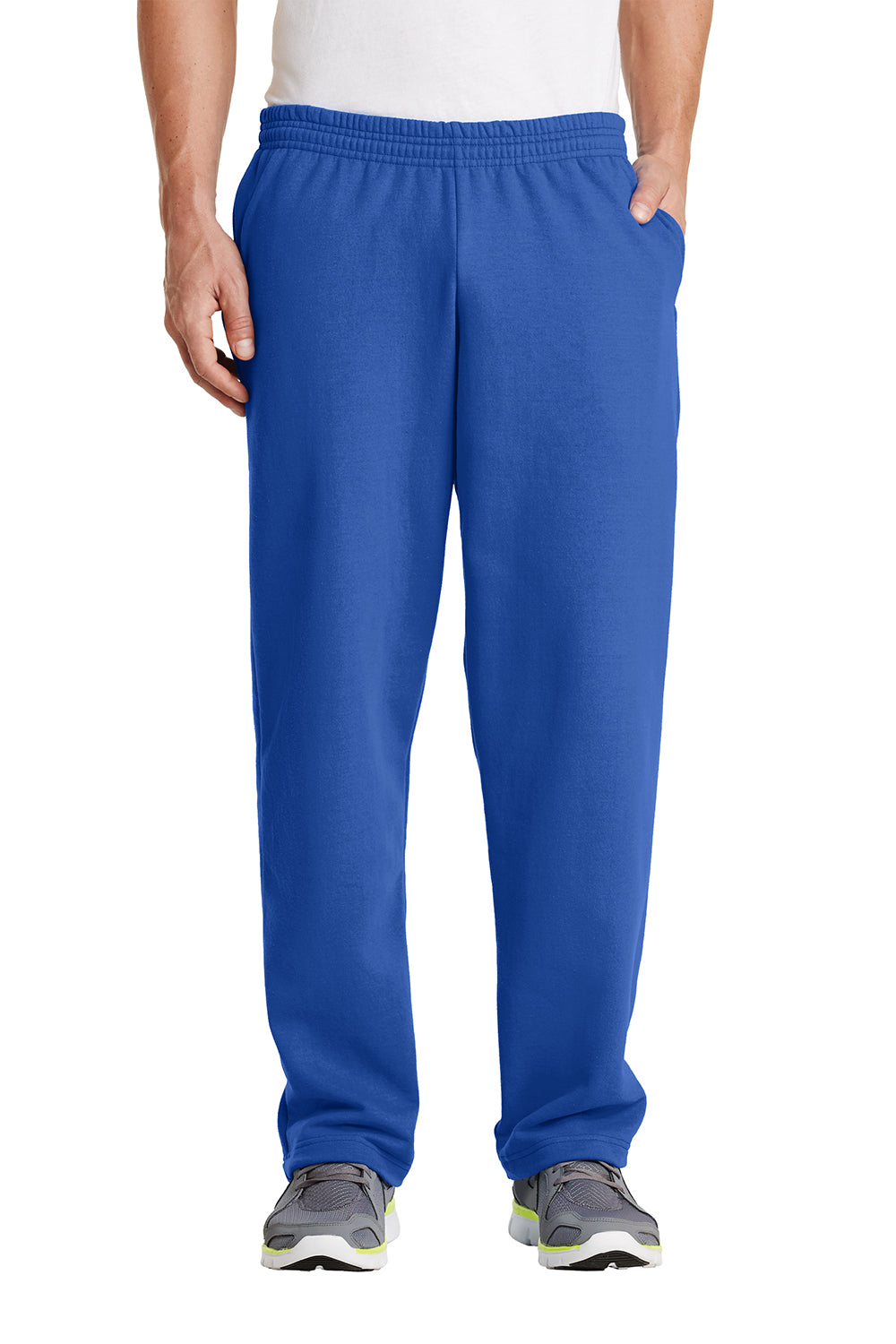 Port Company PC78P Mens Royal Blue Core Pill Resistant Fleece Open Bottom Sweatpants w Pockets BigTopShirtShop