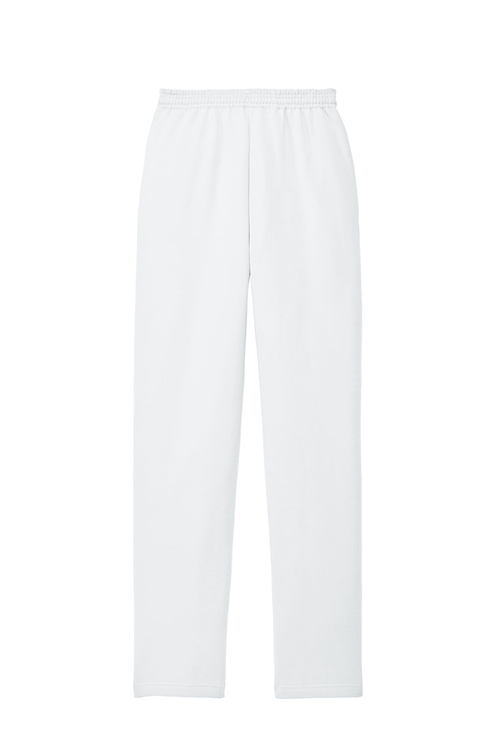 Port & Company PC78P Mens Core Pill Resistant Fleece Open Bottom Sweatpants w/ Pockets White Flat Back