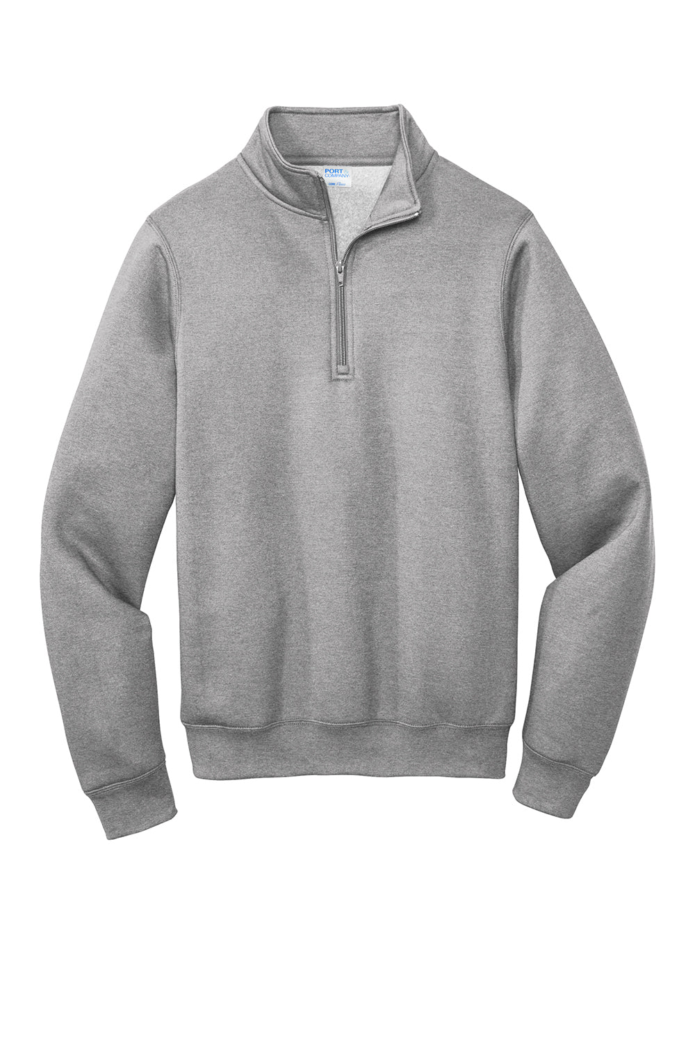 Port & Company PC78Q Mens Core Fleece 1/4 Zip Sweatshirt Heather Grey Flat Front