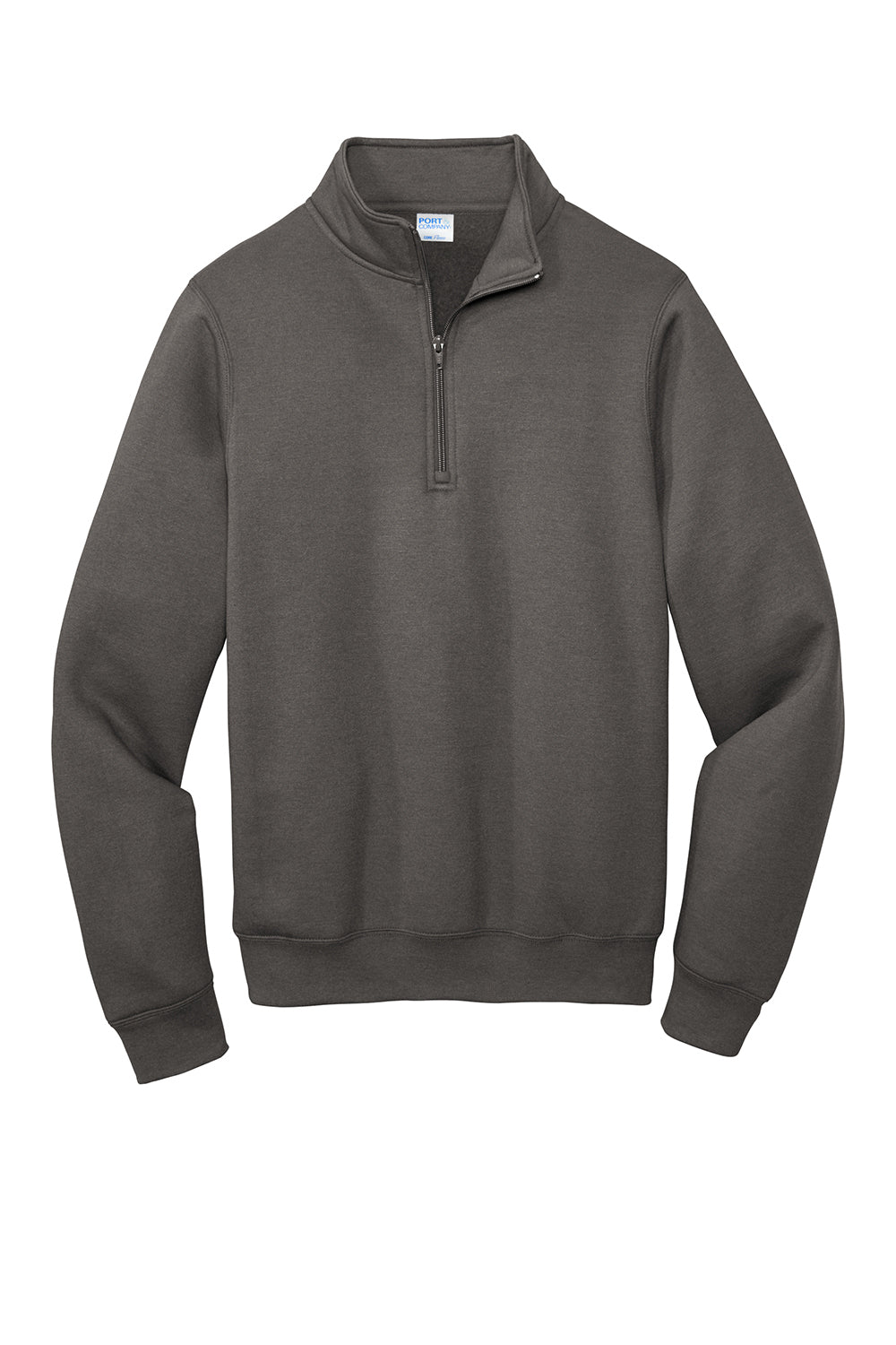 Port & Company PC78Q Mens Core Fleece 1/4 Zip Sweatshirt Charcoal Grey Flat Front