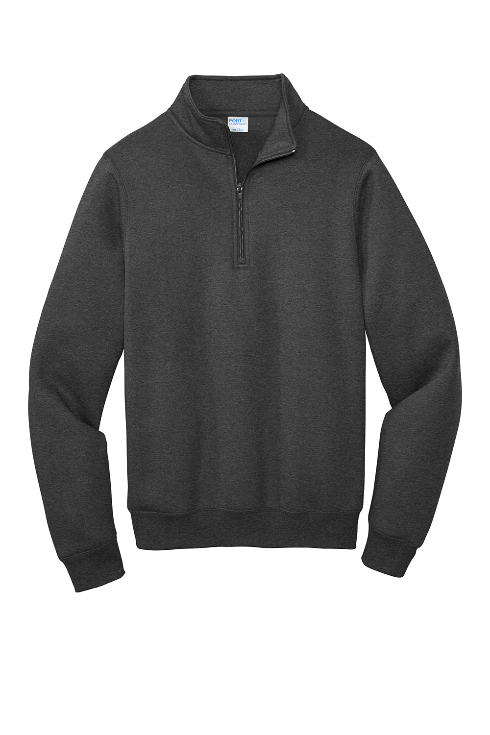 Port & Company PC78Q Mens Core Fleece 1/4 Zip Sweatshirt Heather Dark Grey Flat Front