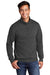 Port & Company PC78Q Mens Core Fleece 1/4 Zip Sweatshirt Heather Dark Grey Model Front