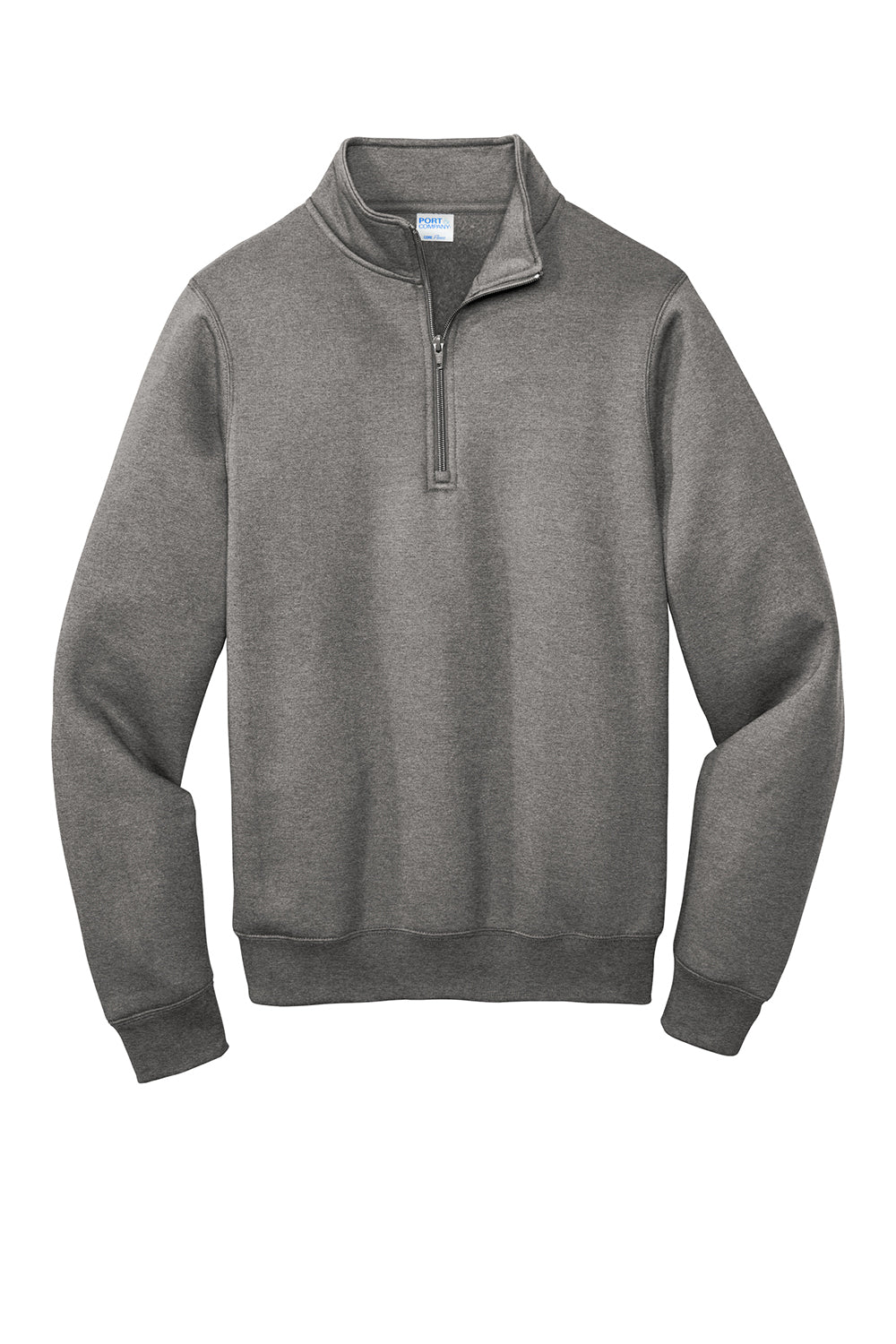 Port & Company PC78Q Mens Core Fleece 1/4 Zip Sweatshirt Heather Graphite Grey Flat Front