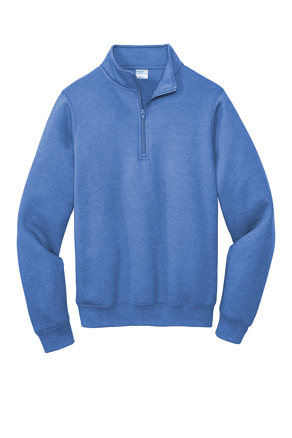 Port & Company PC78Q Mens Core Fleece 1/4 Zip Sweatshirt Heather Royal Blue Flat Front