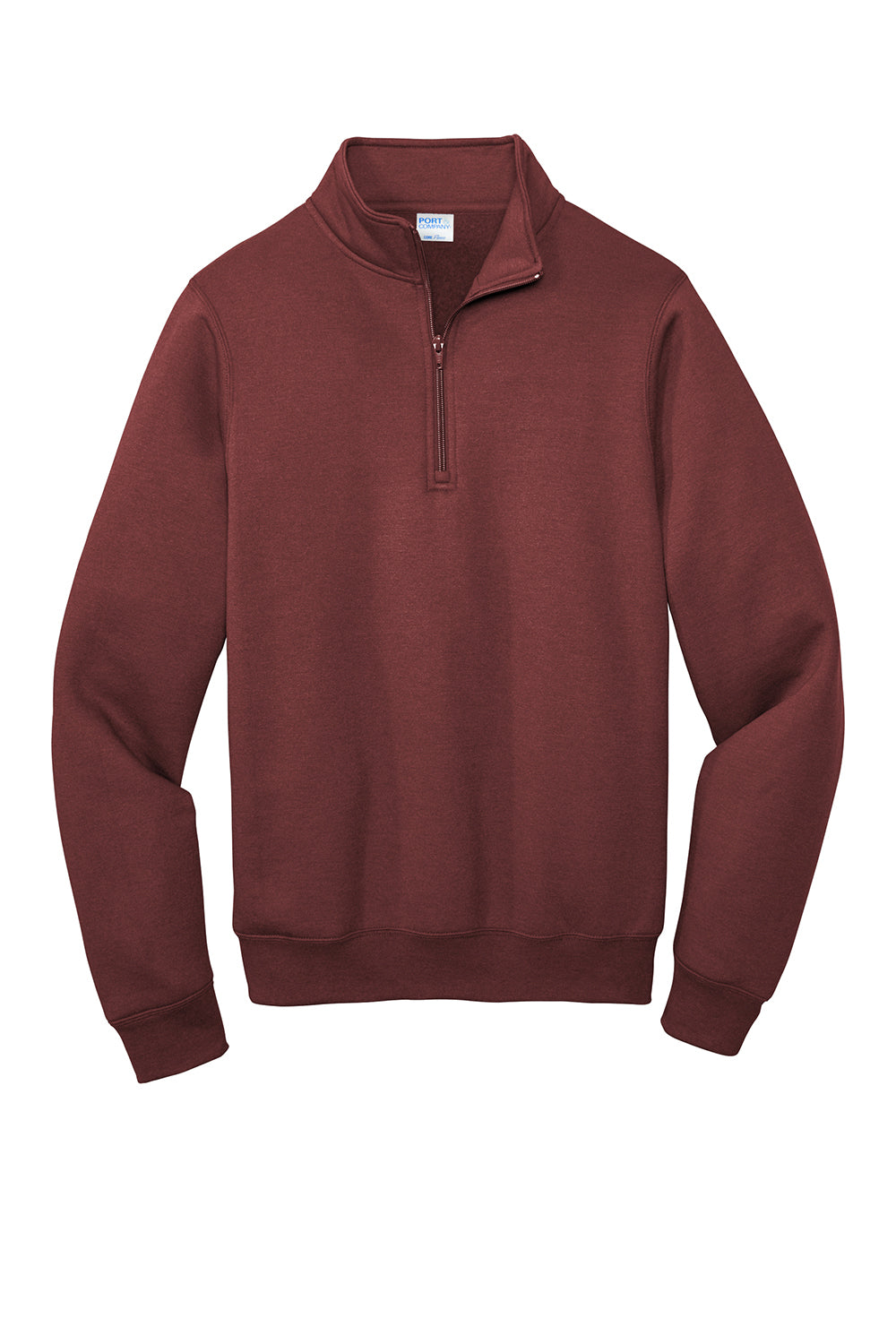 Port & Company PC78Q Mens Core Fleece 1/4 Zip Sweatshirt Maroon Flat Front