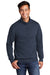 Port & Company PC78Q Mens Core Fleece 1/4 Zip Sweatshirt Navy Blue Model Front