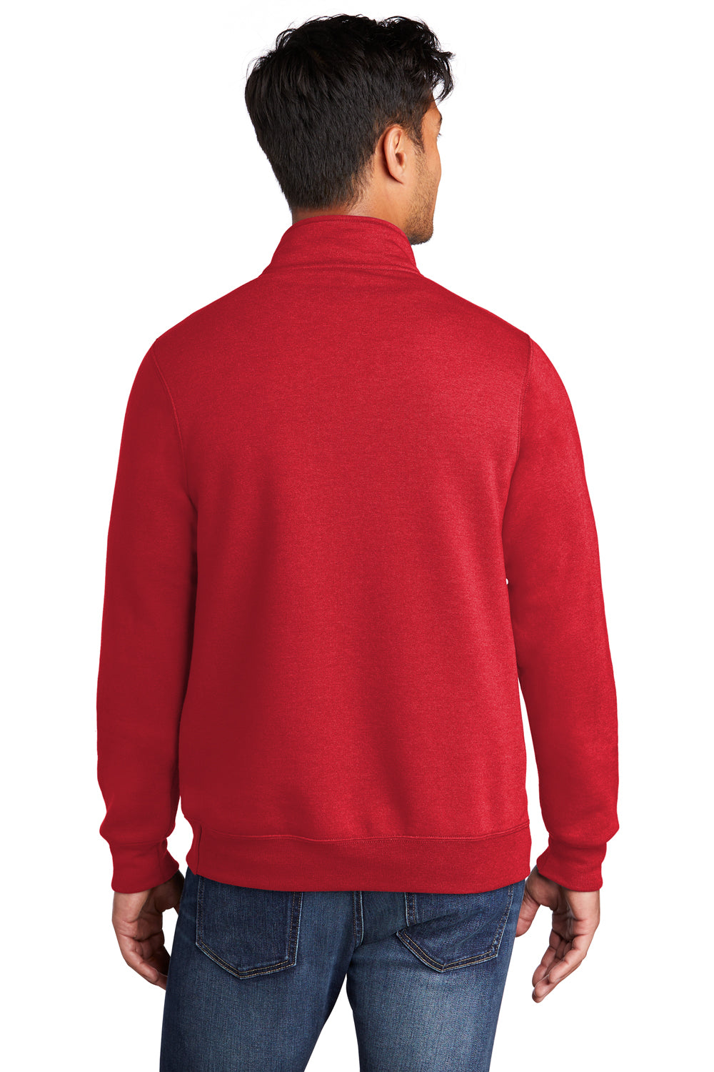 Port & Company PC78Q Mens Core Fleece 1/4 Zip Sweatshirt Red Model Back