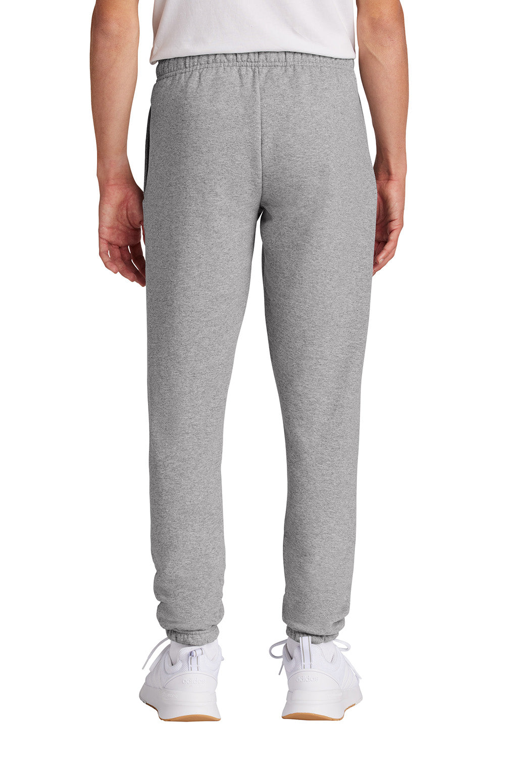 Port & Company PC78SP Mens Core Fleece Sweatpants w/ Pockets Heather Grey Model Back