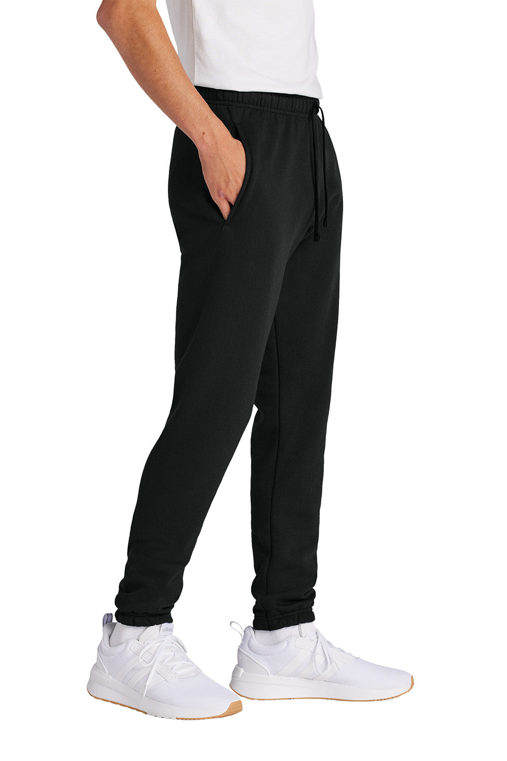 Port & Company PC78SP Mens Core Fleece Sweatpants w/ Pockets Jet Black Model Side