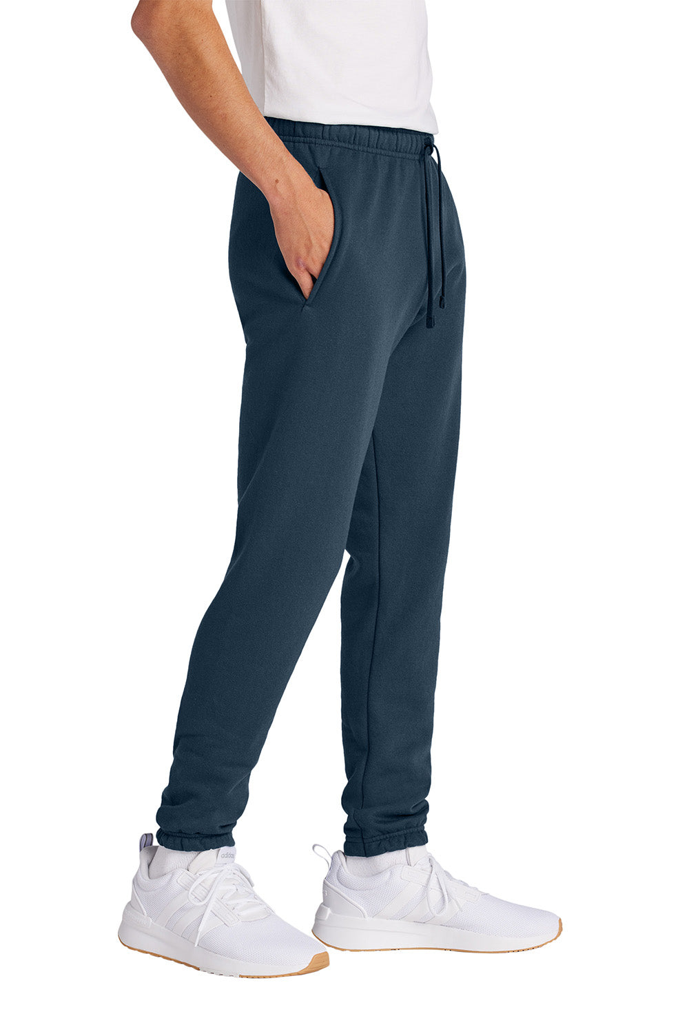 Port & Company PC78SP Mens Core Fleece Sweatpants w/ Pockets Navy Blue Model Side