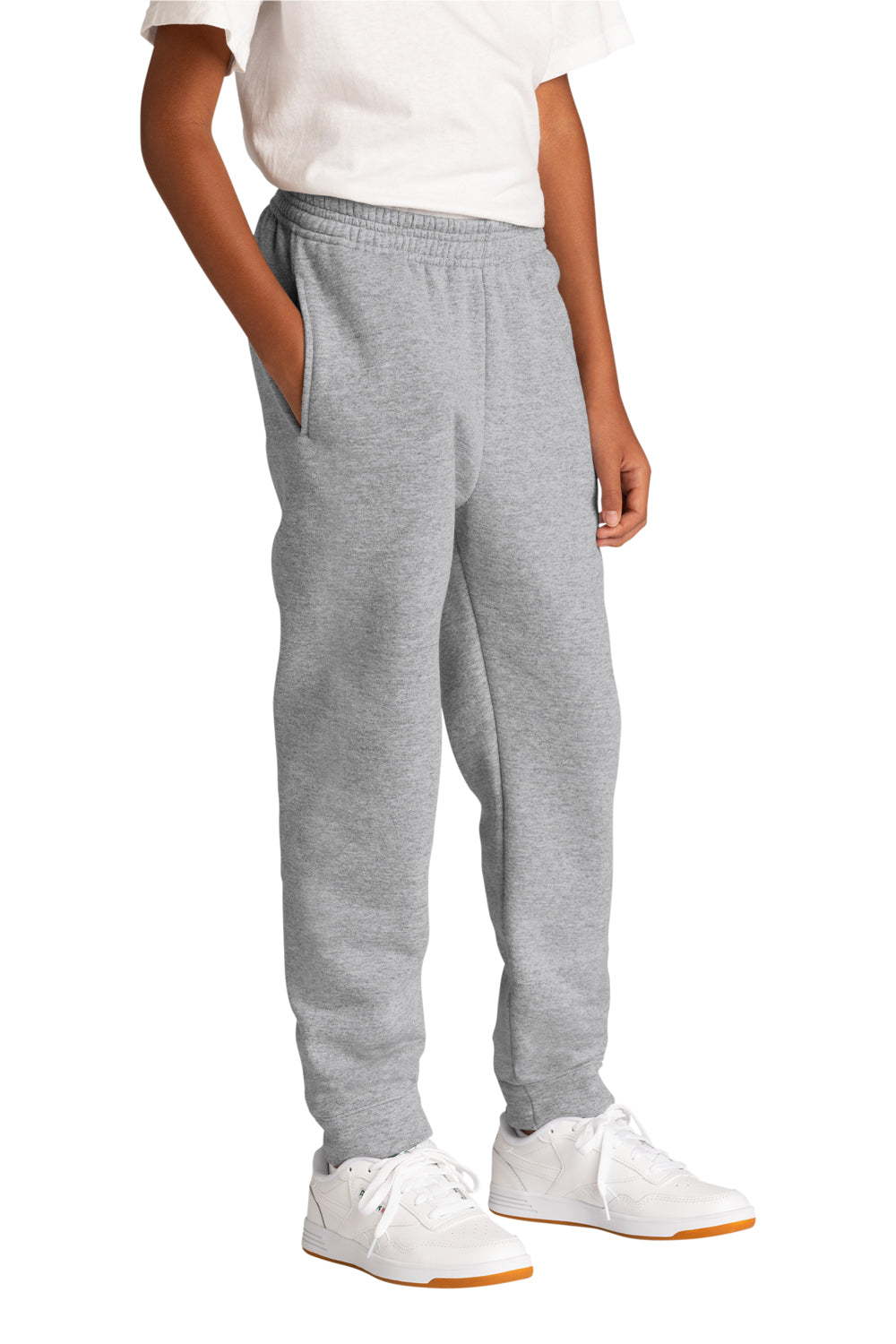 Port & Company PC78YJ Youth Core Fleece Jogger Sweatpants w/ Pockets Heather Grey Model 3q