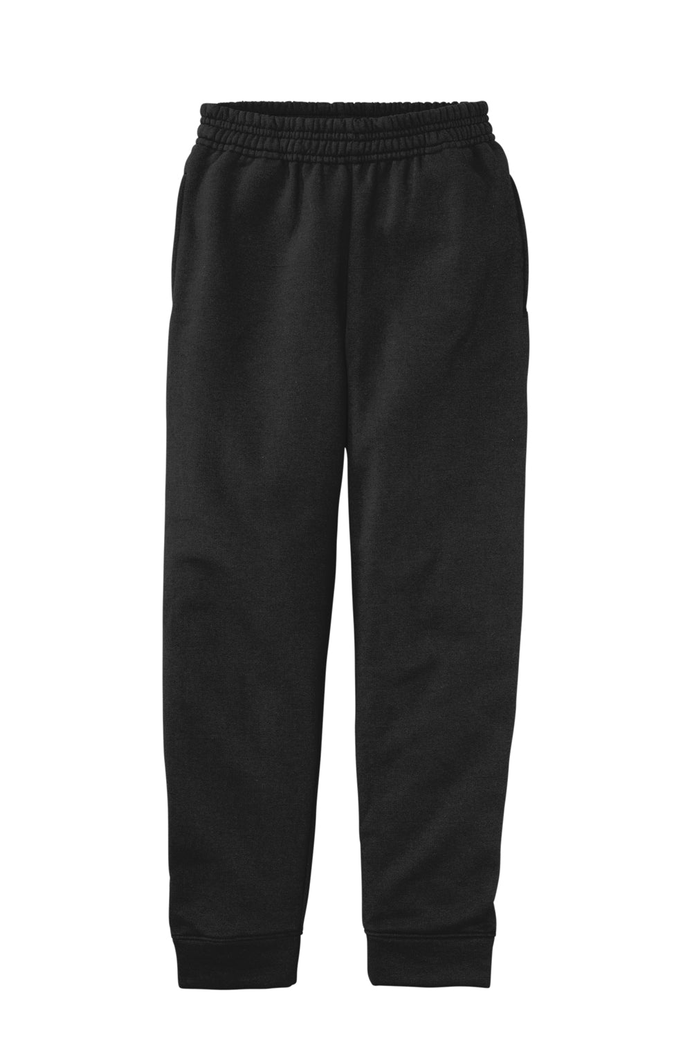 Port & Company PC78YJ Youth Core Fleece Jogger Sweatpants w/ Pockets Jet Black Flat Front