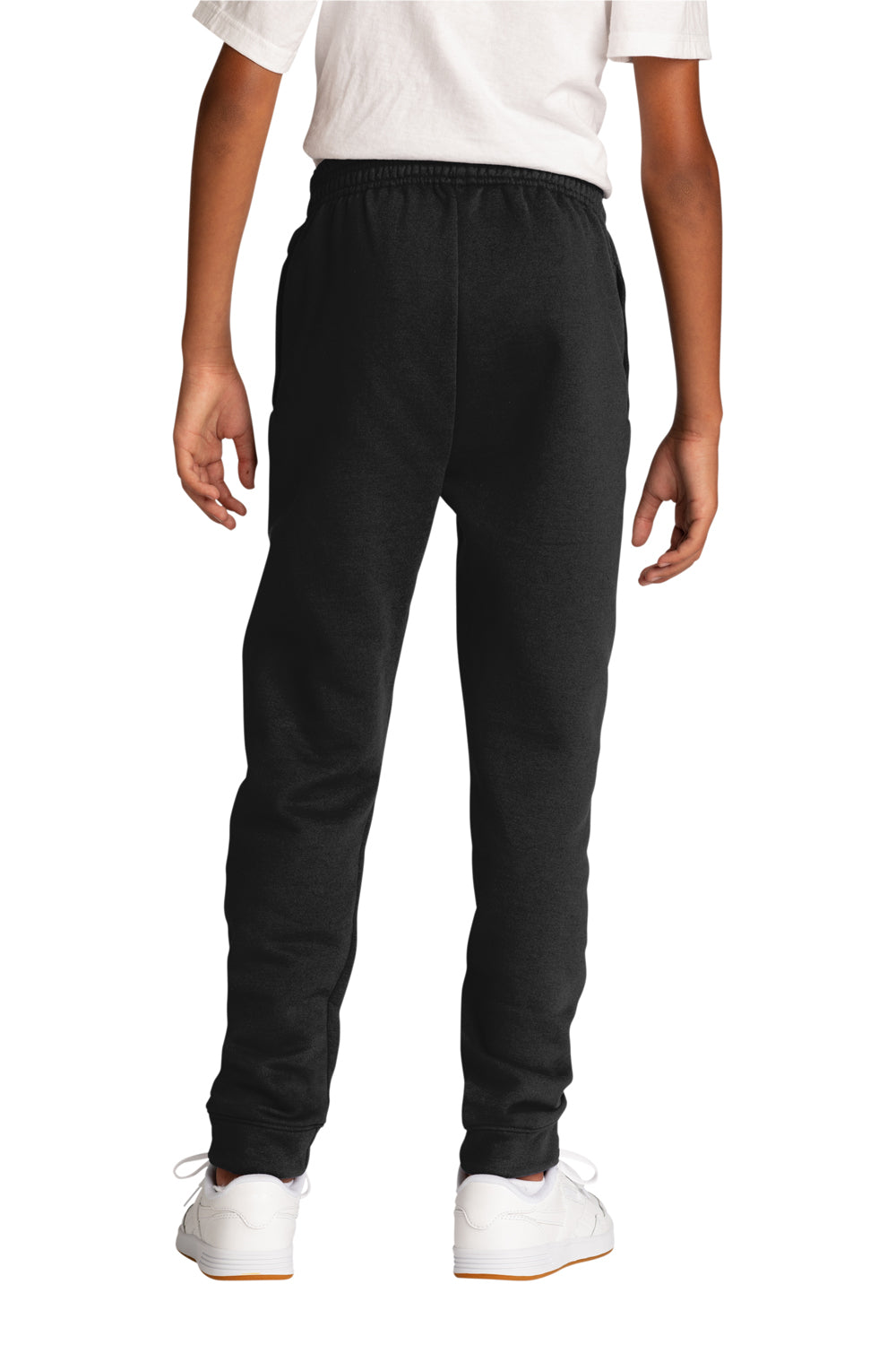 Port & Company PC78YJ Youth Core Fleece Jogger Sweatpants w/ Pockets Jet Black Model Back