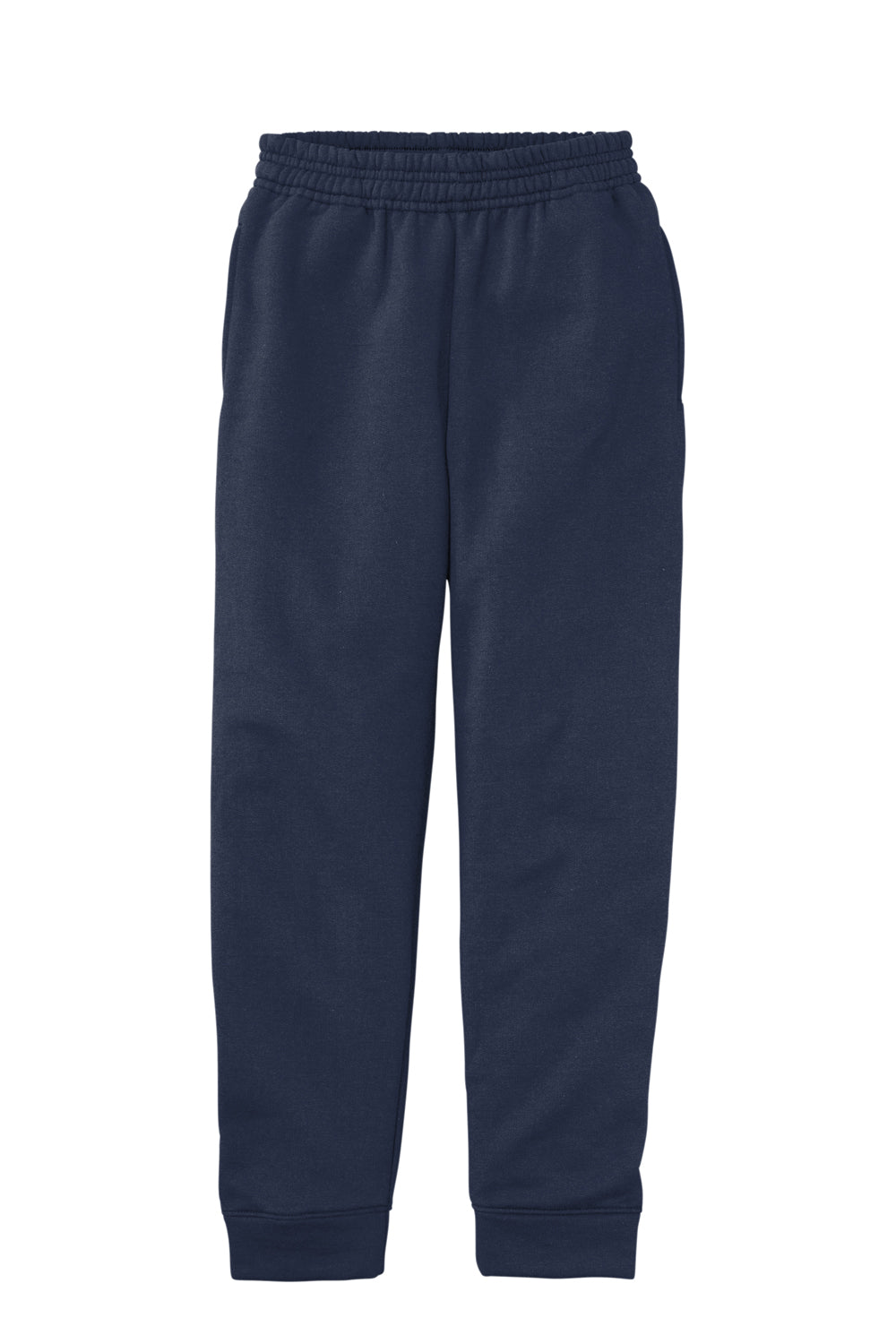 Port & Company PC78YJ Youth Core Fleece Jogger Sweatpants w/ Pockets Navy Blue Flat Front