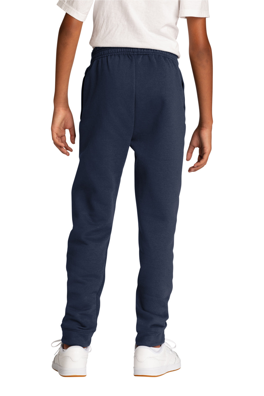 Port & Company PC78YJ Youth Core Fleece Jogger Sweatpants w/ Pockets Navy Blue Model Back