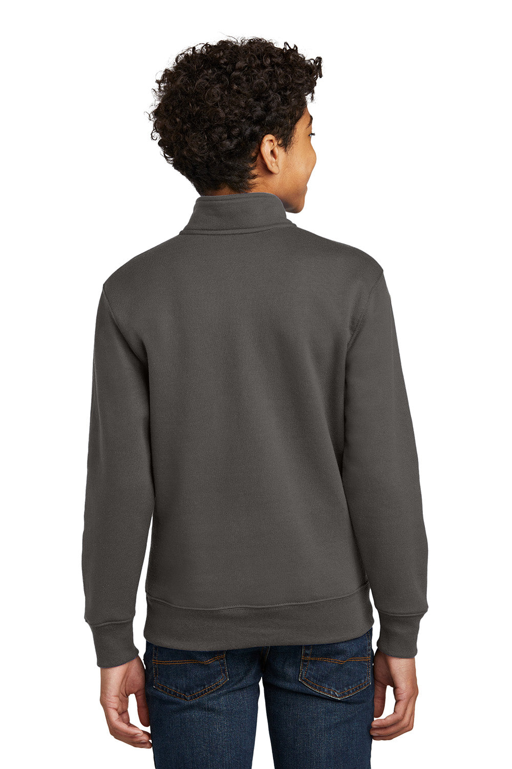 Port & Company PC78YQ Youth Core Fleece 1/4 Zip Sweatshirt Charcoal Grey Model Back