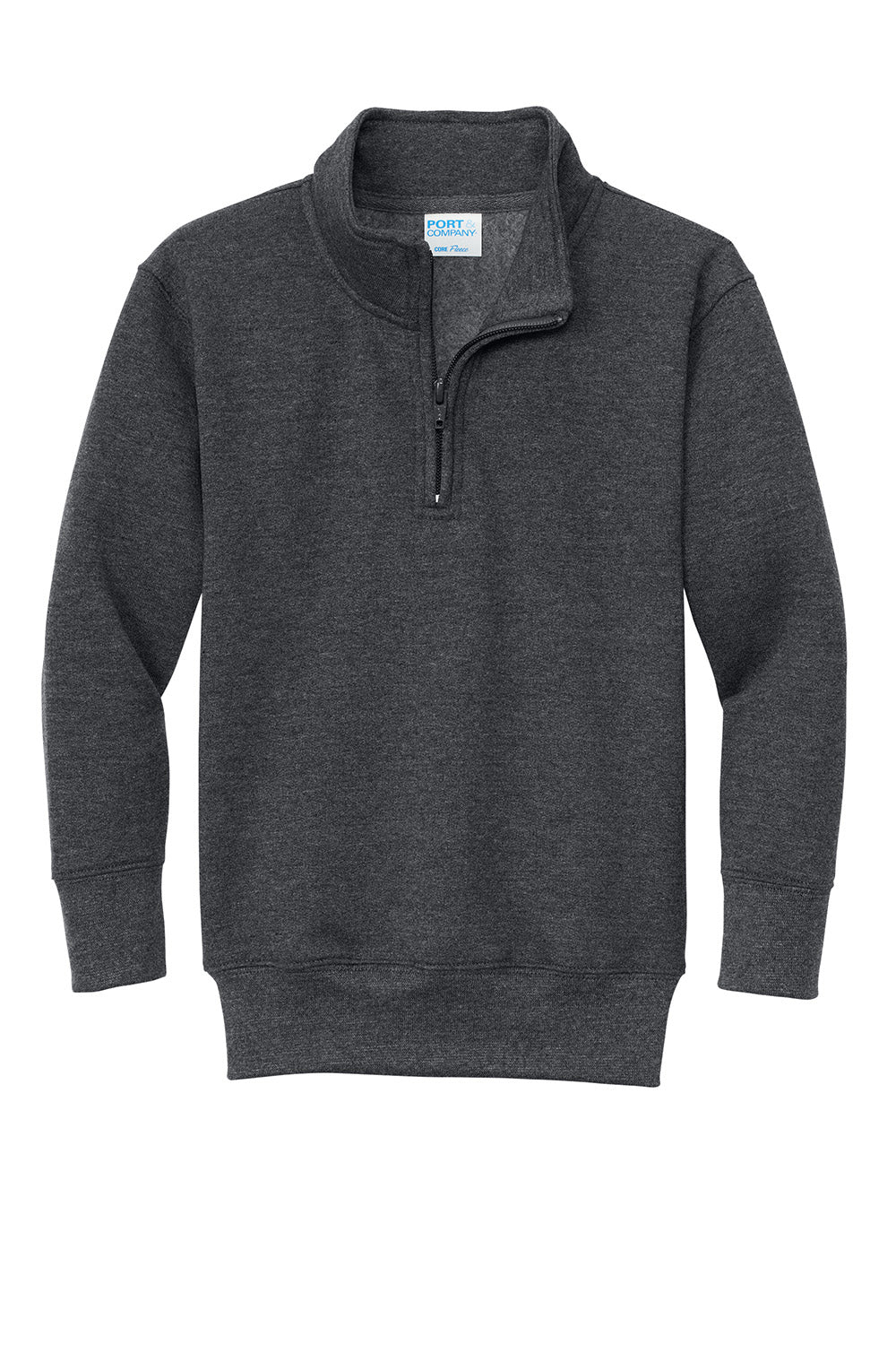 Port & Company PC78YQ Youth Core Fleece 1/4 Zip Sweatshirt Heather Dark Grey Flat Front