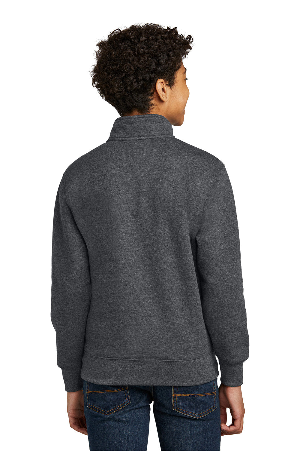 Port & Company PC78YQ Youth Core Fleece 1/4 Zip Sweatshirt Heather Dark Grey Model Back