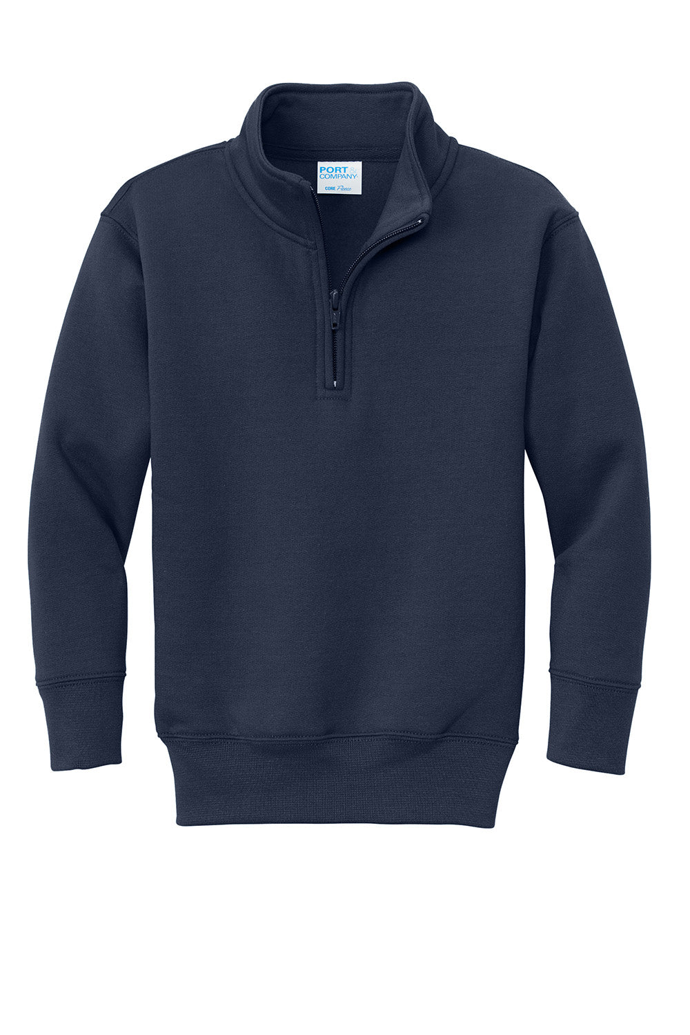 Port & Company PC78YQ Youth Core Fleece 1/4 Zip Sweatshirt Navy Blue Flat Front