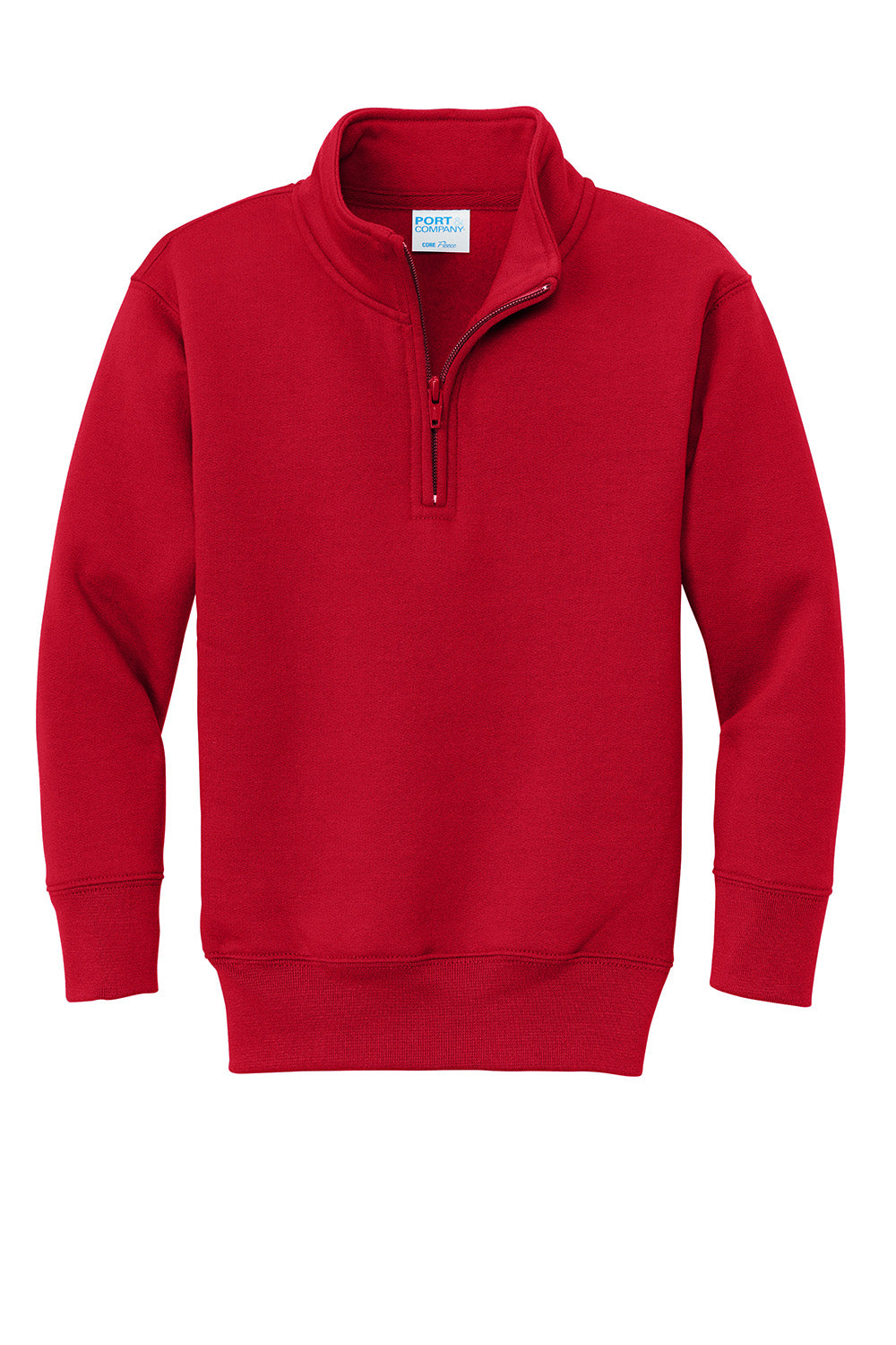 Port & Company PC78YQ Youth Core Fleece 1/4 Zip Sweatshirt Red Flat Front