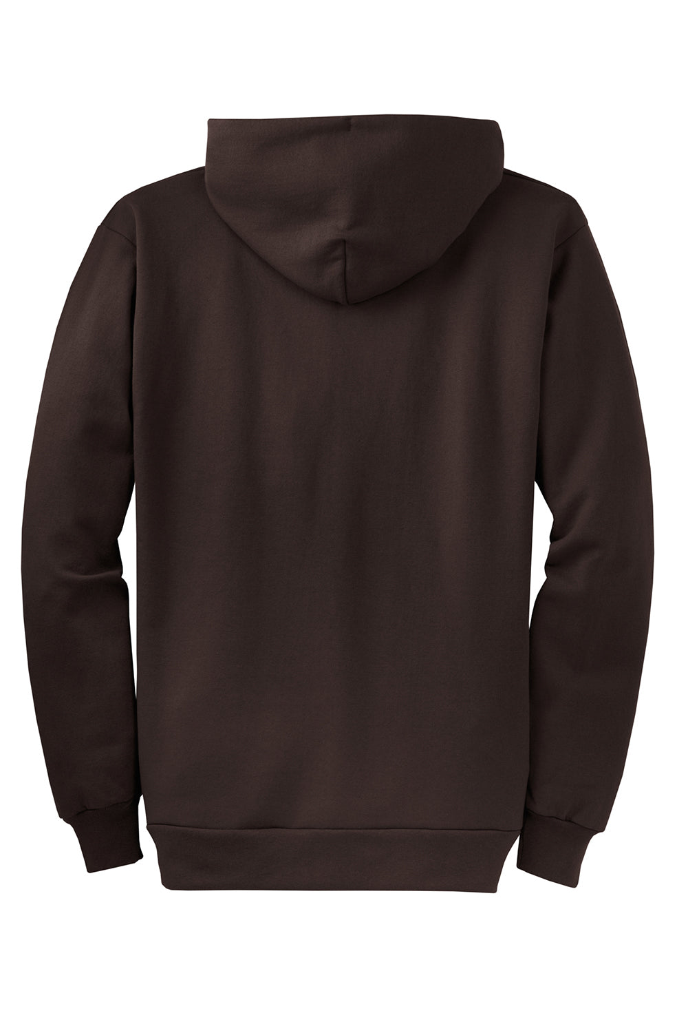 Port & Company PC78ZH Mens Core Pill Resistant Fleece Full Zip Hooded Sweatshirt Hoodie Dark Chocolate Brown Flat Back