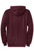 Port & Company PC78ZH Mens Core Pill Resistant Fleece Full Zip Hooded Sweatshirt Hoodie Maroon Flat Back