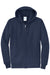 Port & Company PC78ZH Mens Core Pill Resistant Fleece Full Zip Hooded Sweatshirt Hoodie Navy Blue Flat Front