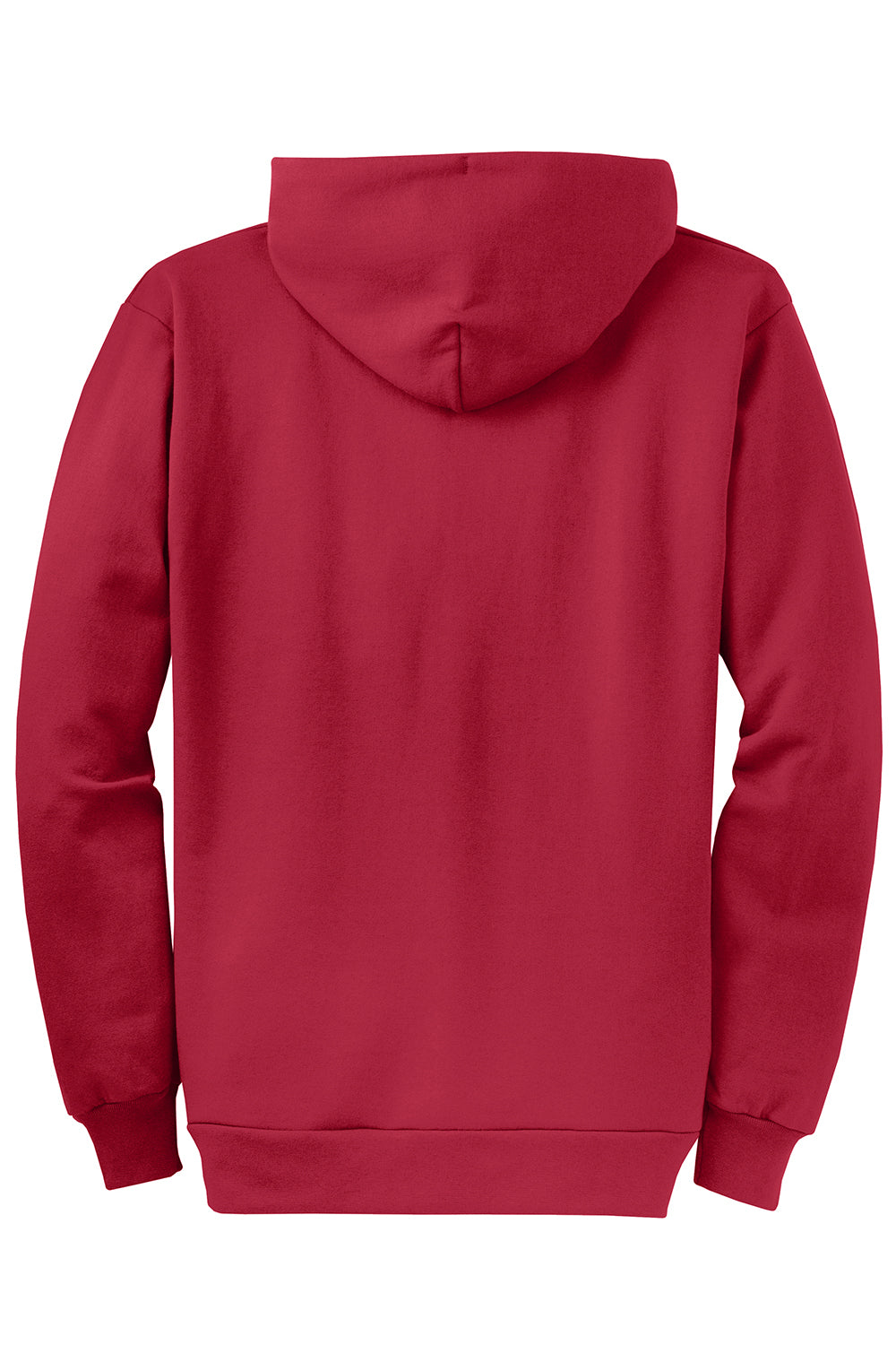 Port & Company PC78ZH Mens Core Pill Resistant Fleece Full Zip Hooded Sweatshirt Hoodie Red Flat Back