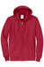 Port & Company PC78ZH Mens Core Pill Resistant Fleece Full Zip Hooded Sweatshirt Hoodie Red Flat Front