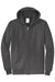 Port & Company PC78ZH Mens Core Pill Resistant Fleece Full Zip Hooded Sweatshirt Hoodie Charcoal Grey Flat Front