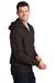 Port & Company PC78ZH Mens Core Pill Resistant Fleece Full Zip Hooded Sweatshirt Hoodie Dark Chocolate Brown Model Side