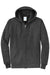 Port & Company PC78ZH Mens Core Pill Resistant Fleece Full Zip Hooded Sweatshirt Hoodie Heather Dark Grey Flat Front