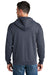 Port & Company PC78ZH Mens Core Pill Resistant Fleece Full Zip Hooded Sweatshirt Hoodie Heather Navy Blue Model Back