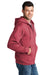 Port & Company PC78ZH Mens Core Pill Resistant Fleece Full Zip Hooded Sweatshirt Hoodie Heather Red Model Side