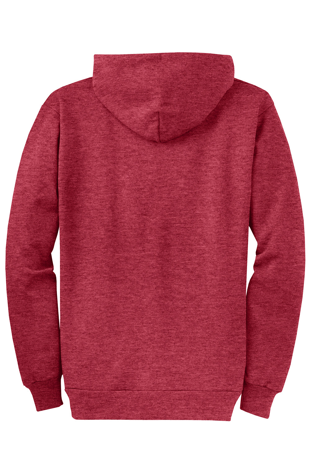 Port & Company PC78ZH Mens Core Pill Resistant Fleece Full Zip Hooded Sweatshirt Hoodie Heather Red Flat Back