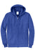 Port & Company PC78ZH Mens Core Pill Resistant Fleece Full Zip Hooded Sweatshirt Hoodie Heather Royal Blue Flat Front