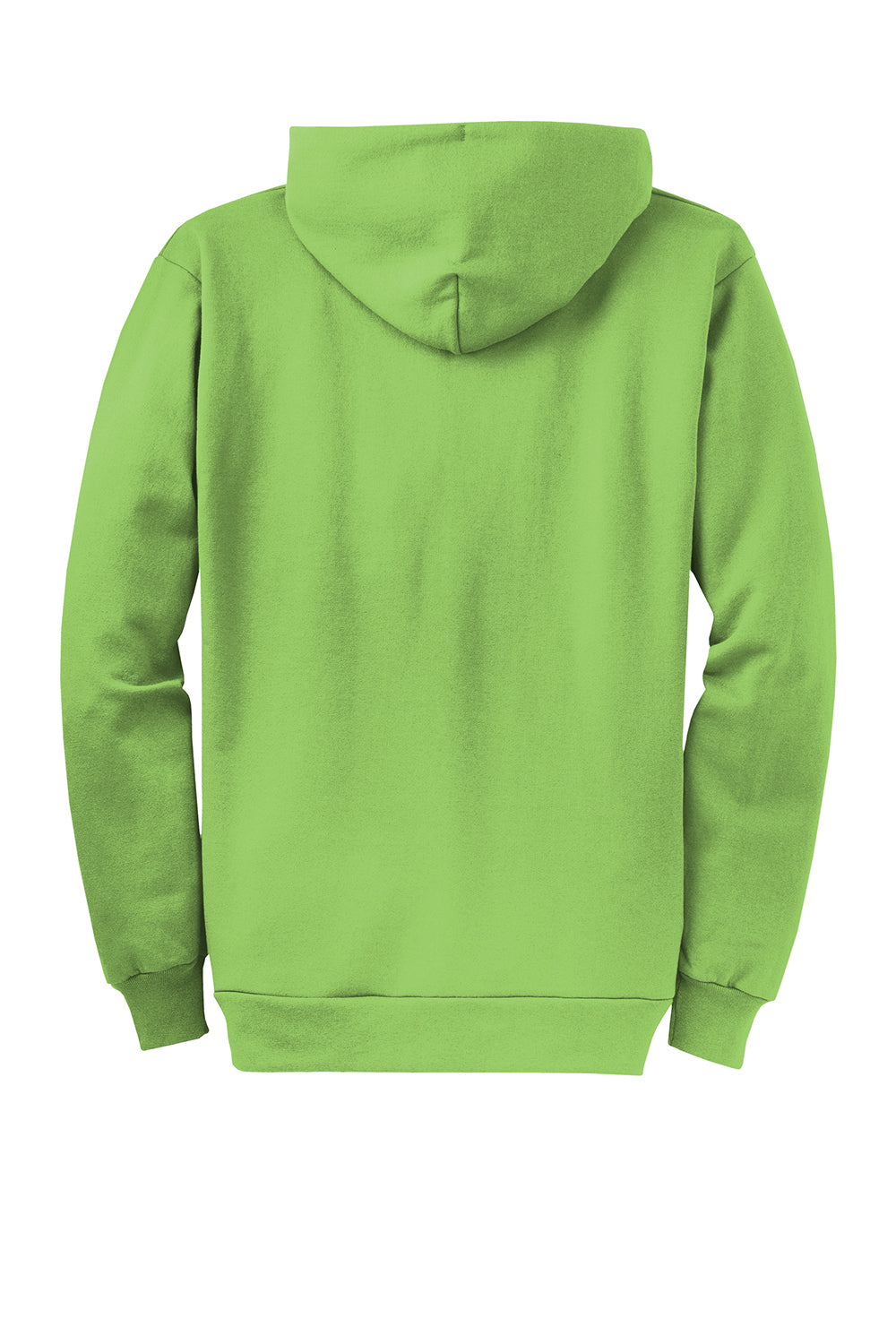 Port & Company PC78ZH Mens Core Pill Resistant Fleece Full Zip Hooded Sweatshirt Hoodie Lime Green Flat Back