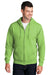 Port & Company PC78ZH Mens Core Pill Resistant Fleece Full Zip Hooded Sweatshirt Hoodie Lime Green Model Front