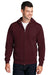 Port & Company PC78ZH Mens Core Pill Resistant Fleece Full Zip Hooded Sweatshirt Hoodie Maroon Model Front