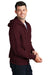 Port & Company PC78ZH Mens Core Pill Resistant Fleece Full Zip Hooded Sweatshirt Hoodie Maroon Model Side