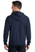 Port & Company PC78ZH Mens Core Pill Resistant Fleece Full Zip Hooded Sweatshirt Hoodie Navy Blue Model Back