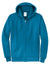 Port & Company PC78ZH Mens Core Pill Resistant Fleece Full Zip Hooded Sweatshirt Hoodie Neon Blue Flat Front