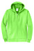 Port & Company PC78ZH Mens Core Pill Resistant Fleece Full Zip Hooded Sweatshirt Hoodie Neon Green Flat Front