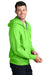 Port & Company PC78ZH Mens Core Pill Resistant Fleece Full Zip Hooded Sweatshirt Hoodie Neon Green Model Side