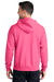 Port & Company PC78ZH Mens Core Pill Resistant Fleece Full Zip Hooded Sweatshirt Hoodie Neon Pink Model Back