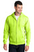 Port & Company PC78ZH Mens Core Pill Resistant Fleece Full Zip Hooded Sweatshirt Hoodie Neon Yellow Model Front