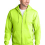 Port & Company Mens Core Pill Resistant Fleece Full Zip Hooded Sweatshirt Hoodie - Neon Yellow