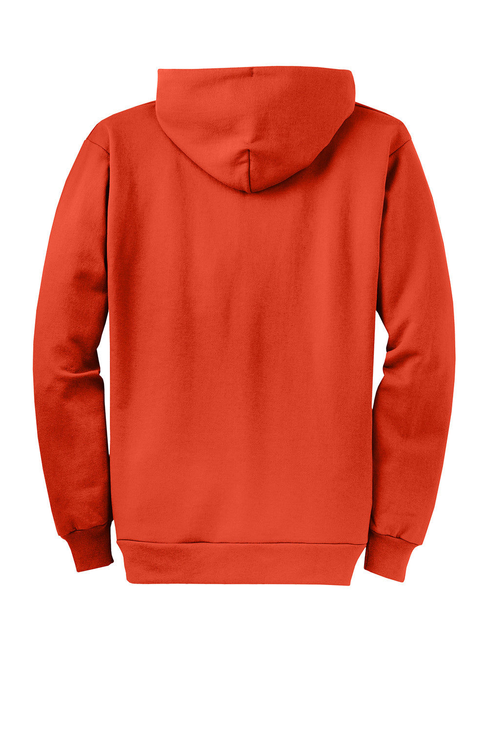 Port & Company PC78ZH Mens Core Pill Resistant Fleece Full Zip Hooded Sweatshirt Hoodie Orange Flat Back