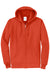 Port & Company PC78ZH Mens Core Pill Resistant Fleece Full Zip Hooded Sweatshirt Hoodie Orange Flat Front